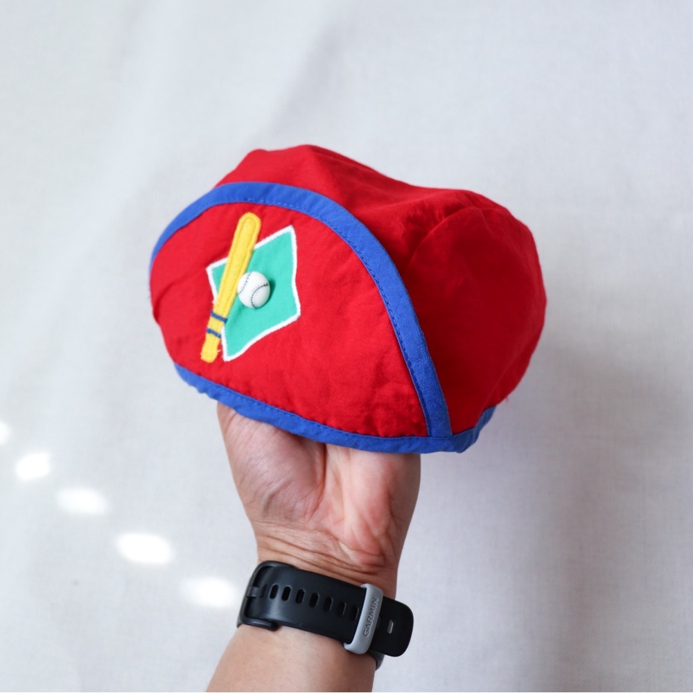 Vintage Ruth Scharf Red Baseball Cyclist Cap 4-7